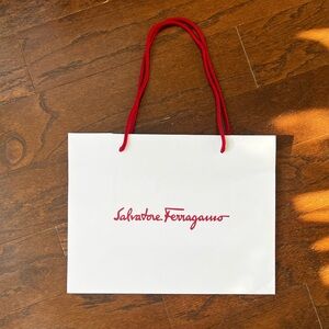 Salvatore Ferragamo White Tote with Red Logo and Handles